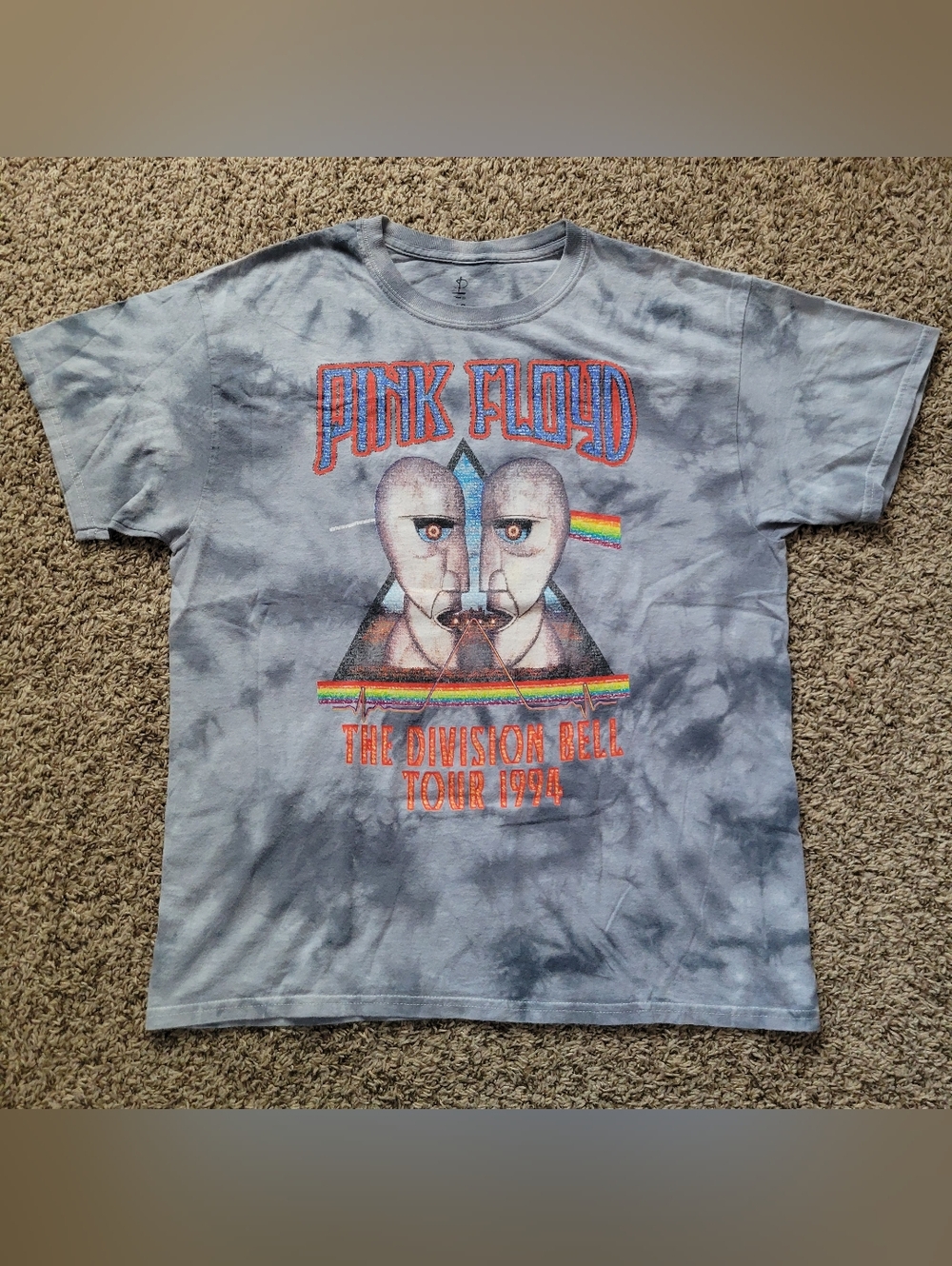Pink Floyd T-shirt Shirt Gray Tie Dye Division Bell Tour 1994 Size Large